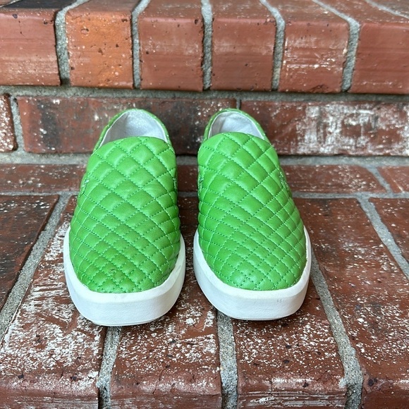 SARTO By Franco Sarto 3 Green Leather Quilted Platform Slip-On Sneakers Size 6.5 - Picture 2 of 7